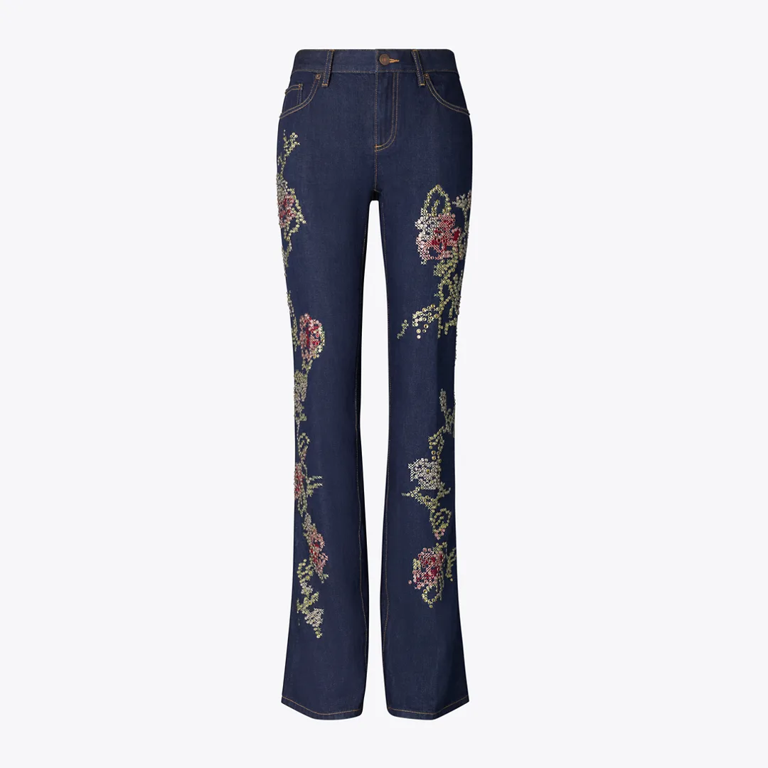 Embellished Bootcut Jean by Tory Burch