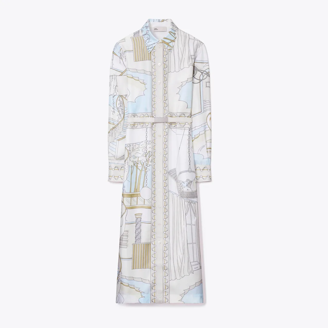 Printed Silk Shirtdress