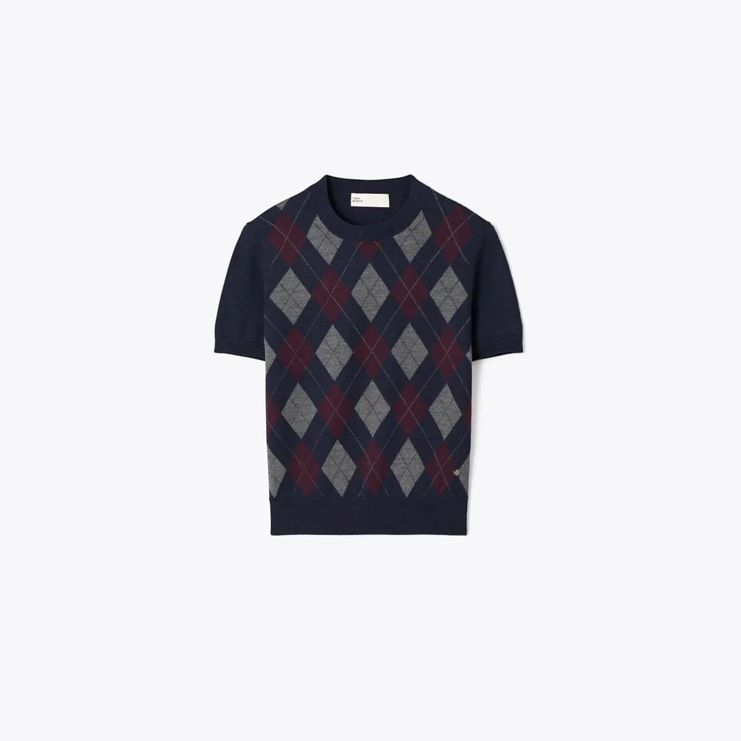 Merino Wool Argyle Sweater by Tory Burch
