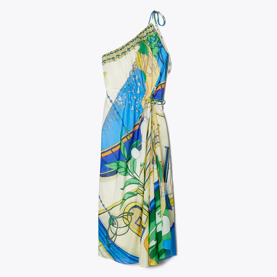 Printed One-Shoulder Cotton Dress