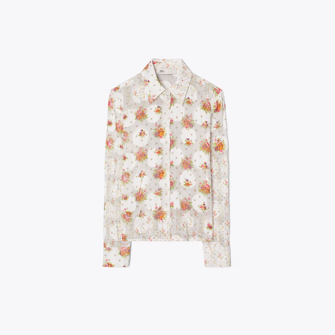 Cotton Jacquard Shirt by Tory Burch