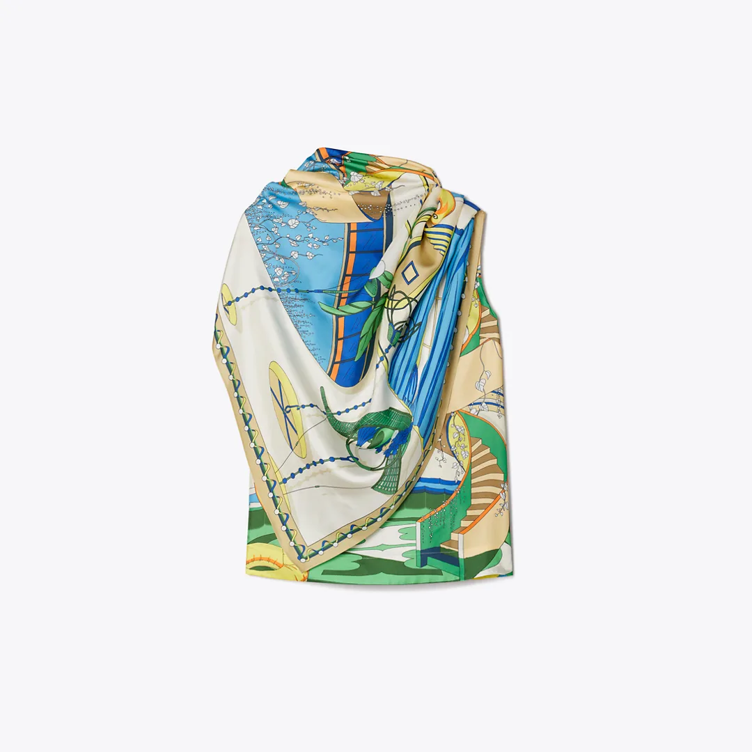 Printed Silk Cape Top by Tory Burch