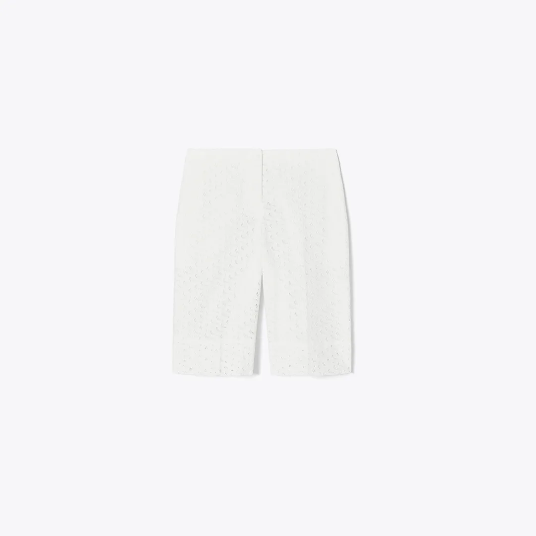 Embroidered Broderie Anglaise Bermuda Shorts by Tory Burch