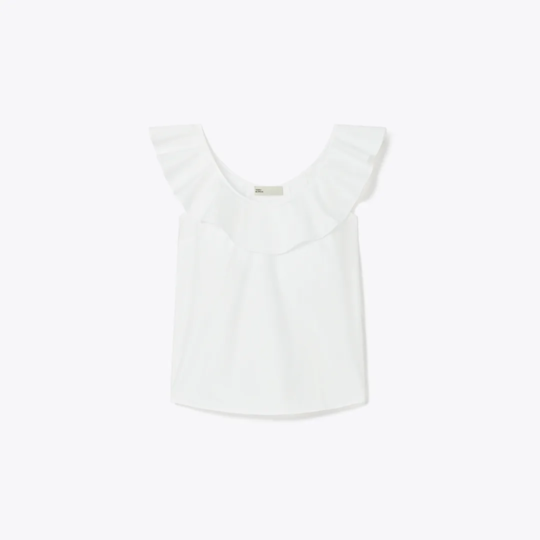 Cotton Flounce Top by Tory Burch