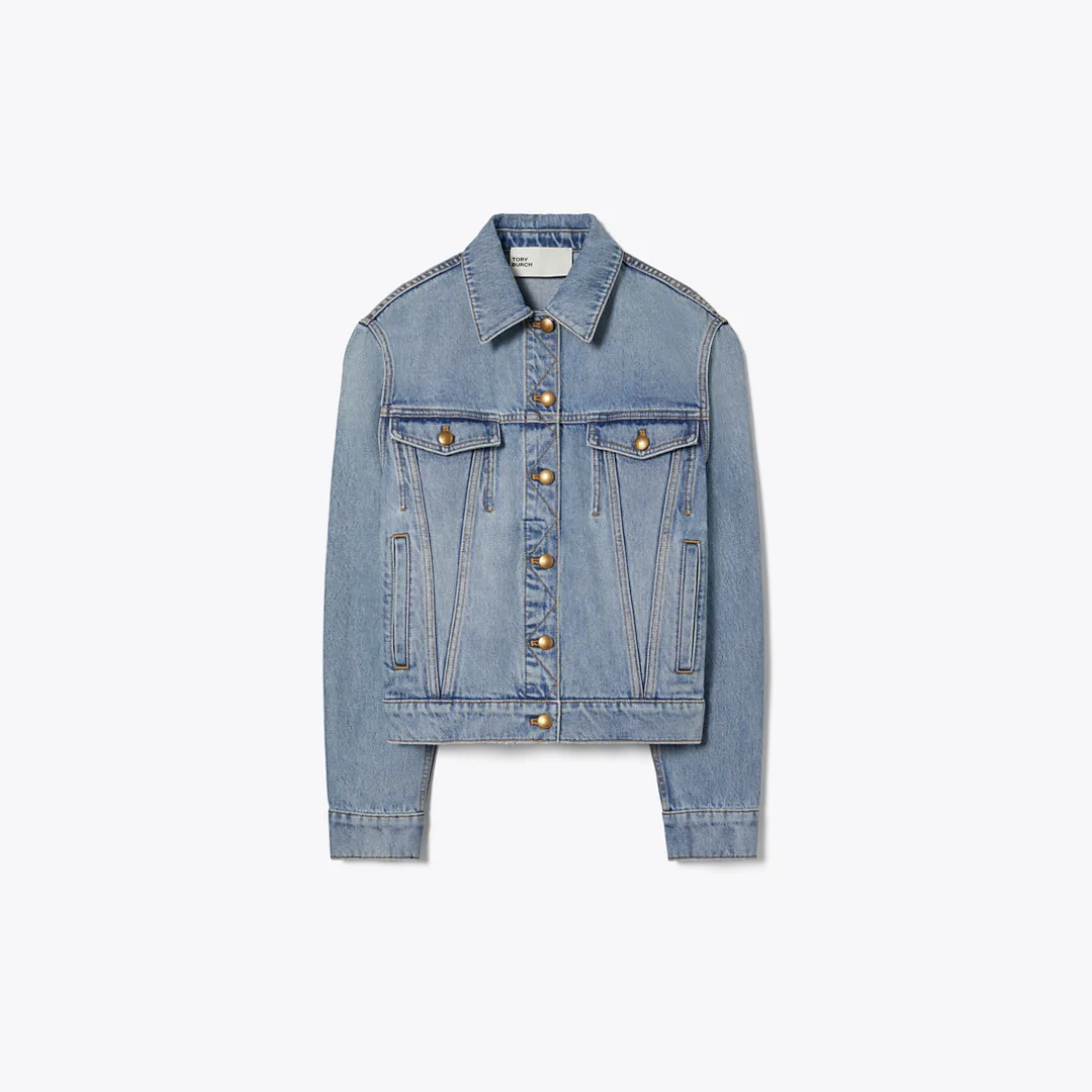 Denim Jacket with Pockets by Tory Burch