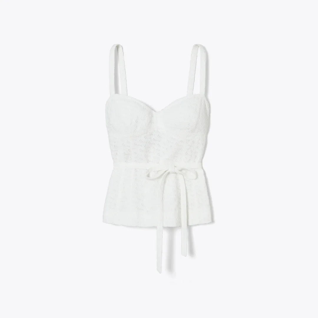 Embroidered Cotton Broderie Anglaise Cotton Top by Tory Burch