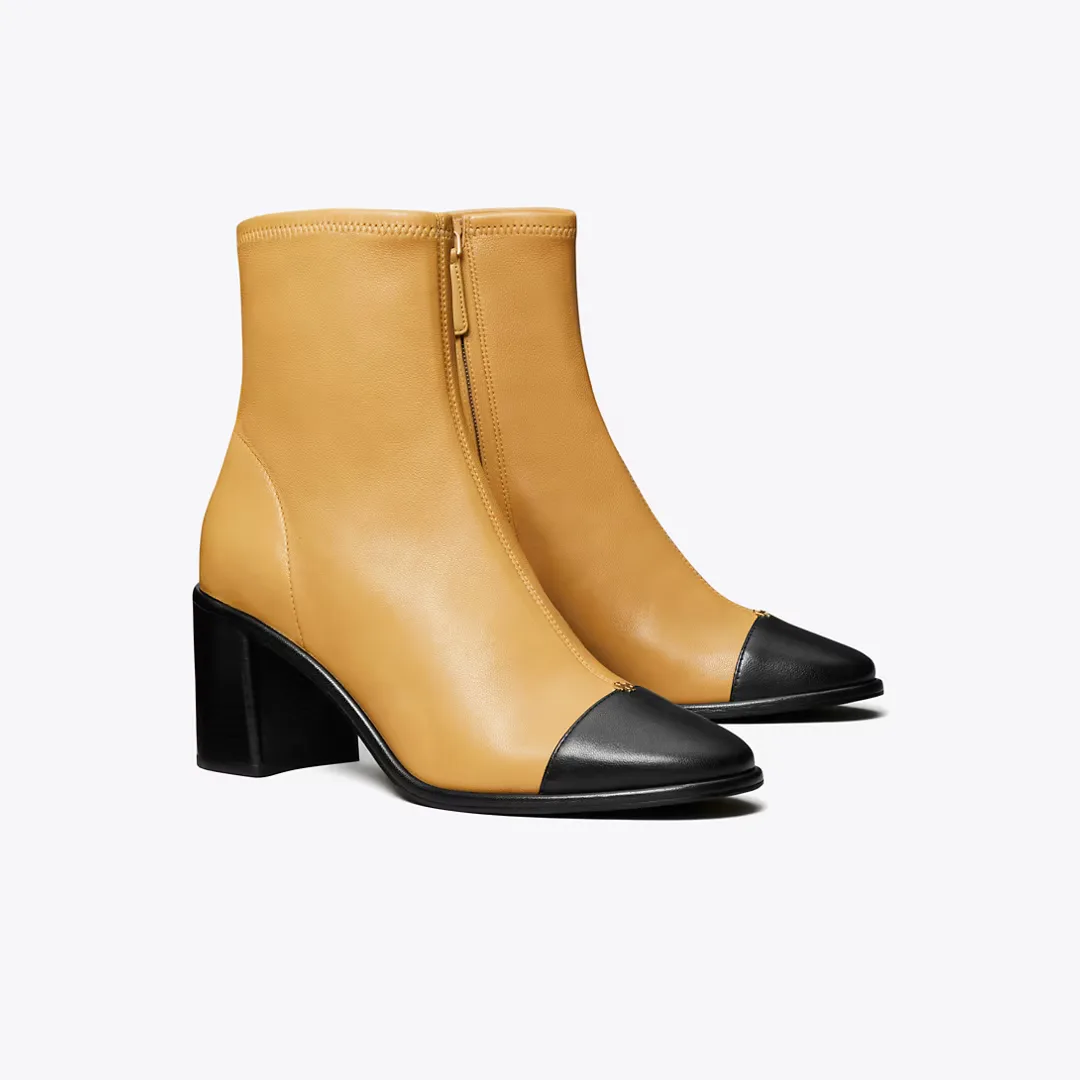 Cap-Toe Heeled Ankle Boot