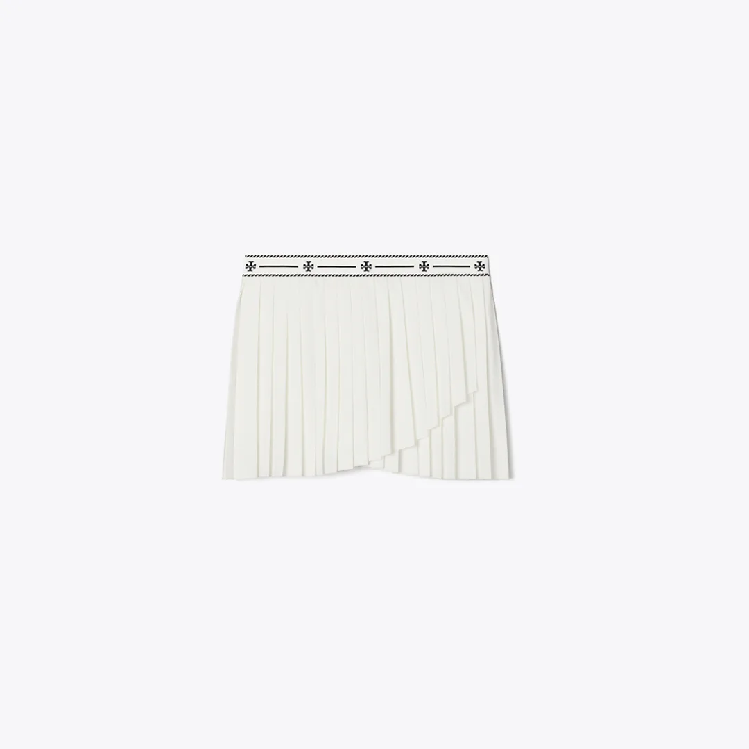Jacquard Performance Jersey Pleated Overlay Skirt by Tory Burch