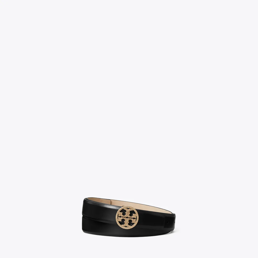 1 Miller Smooth Leather Pav Logo Belt by Tory Burch