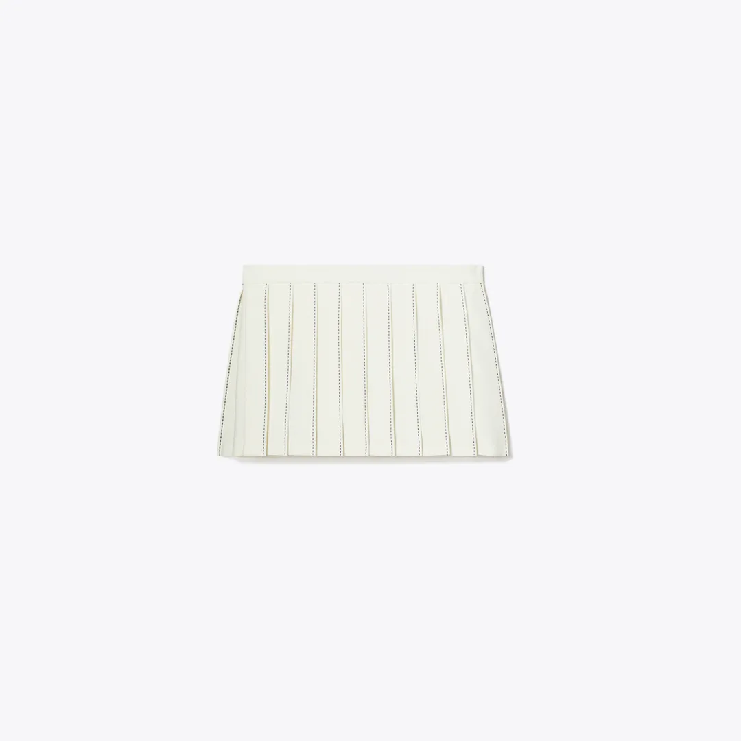 Pick Stitch Pleated Skirt by Tory Burch