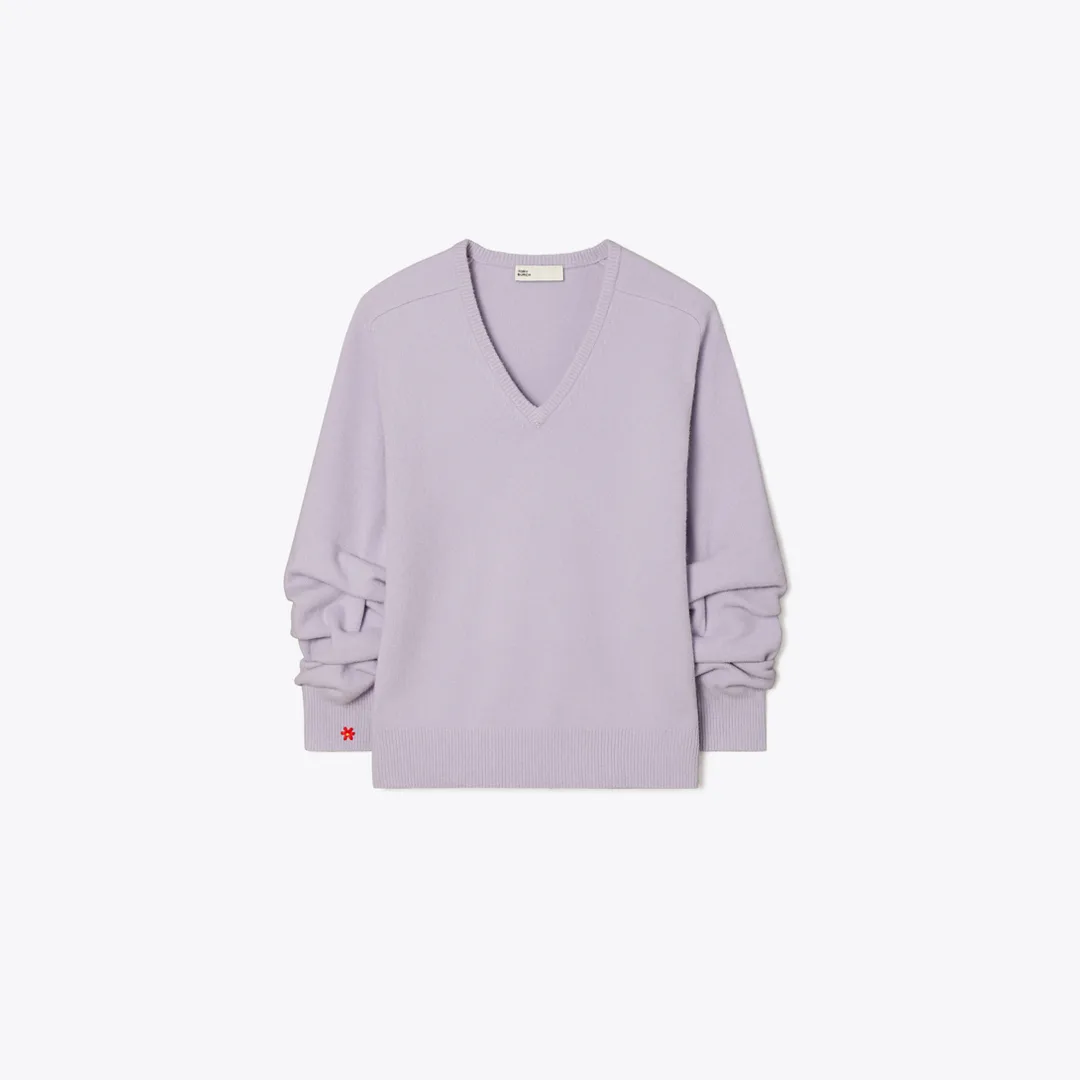 Wool V-Neck Sweater by Tory Burch