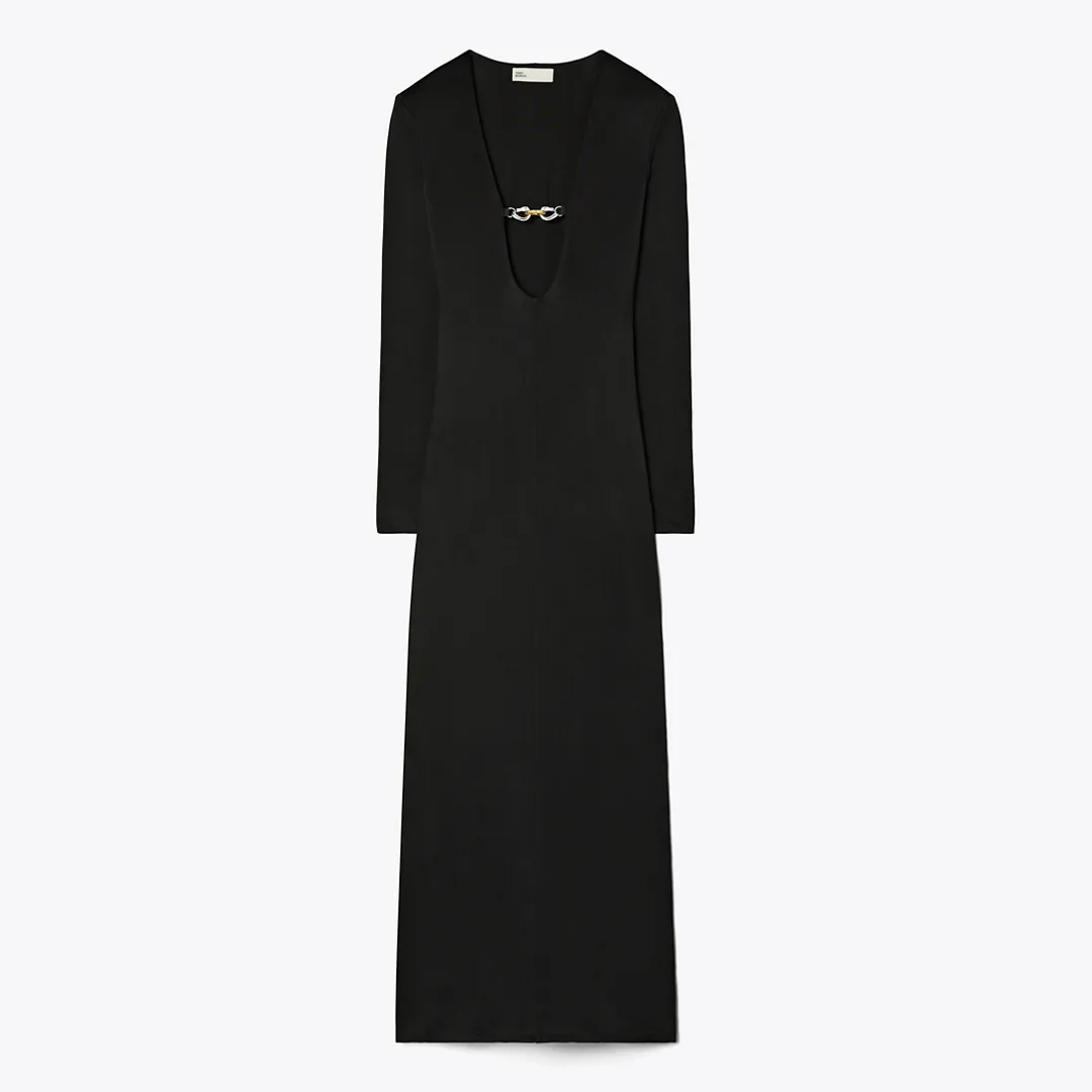 Deep U-Neck Jessa Viscose Dress by Tory Burch