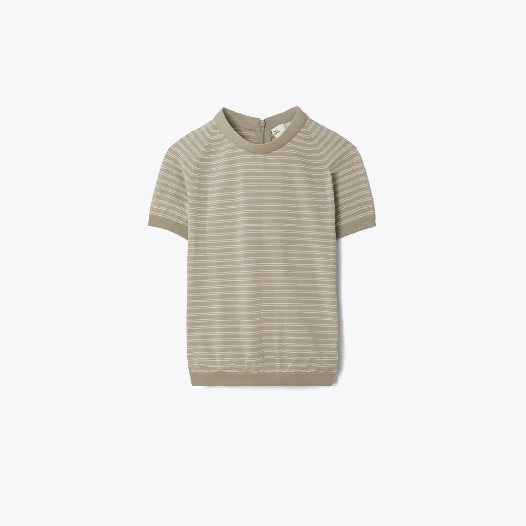 Striped Nylon Mockneck by Tory Burch