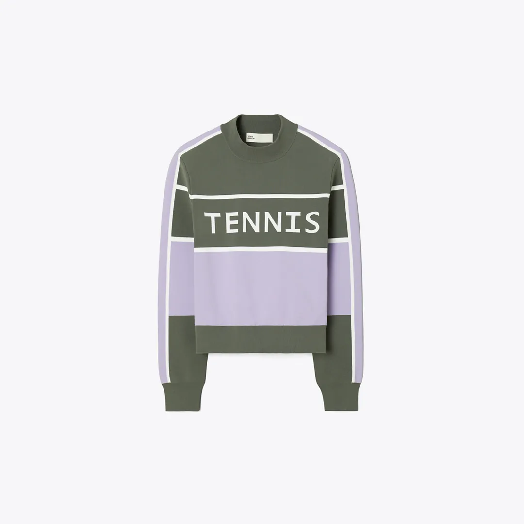 Cropped Tech Nylon Tennis Sweater by Tory Burch