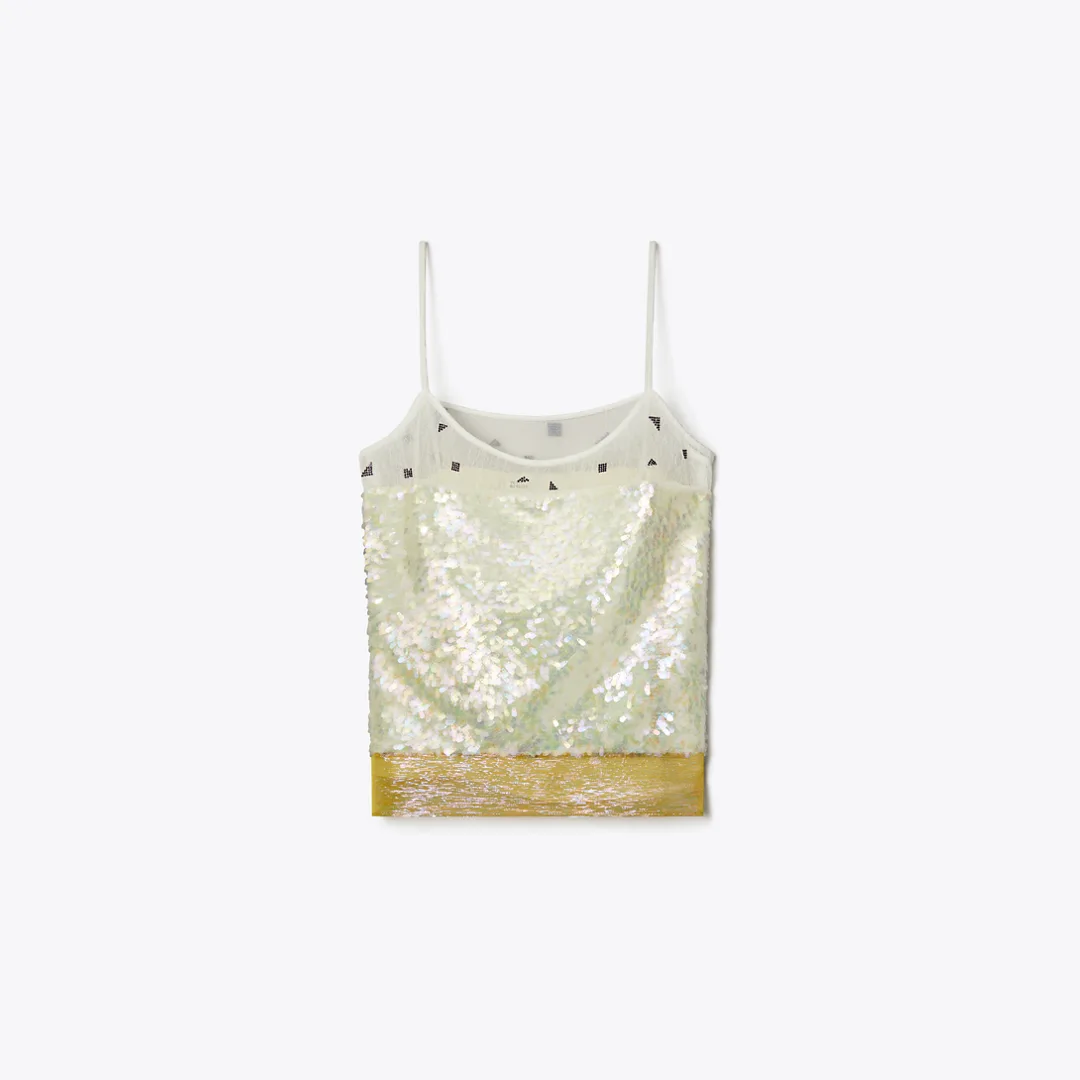Embellished Lam Slip Top by Tory Burch