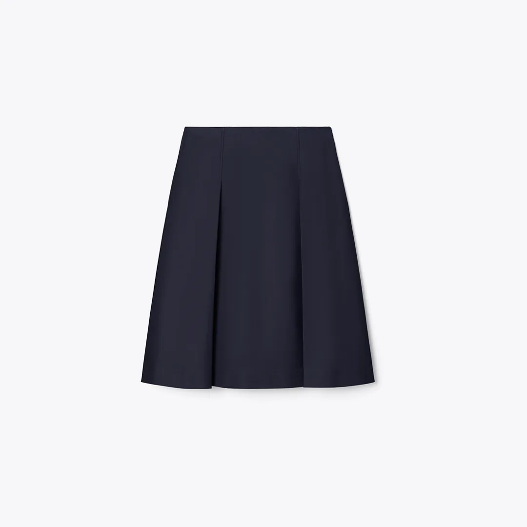Pleated Twill Skirt