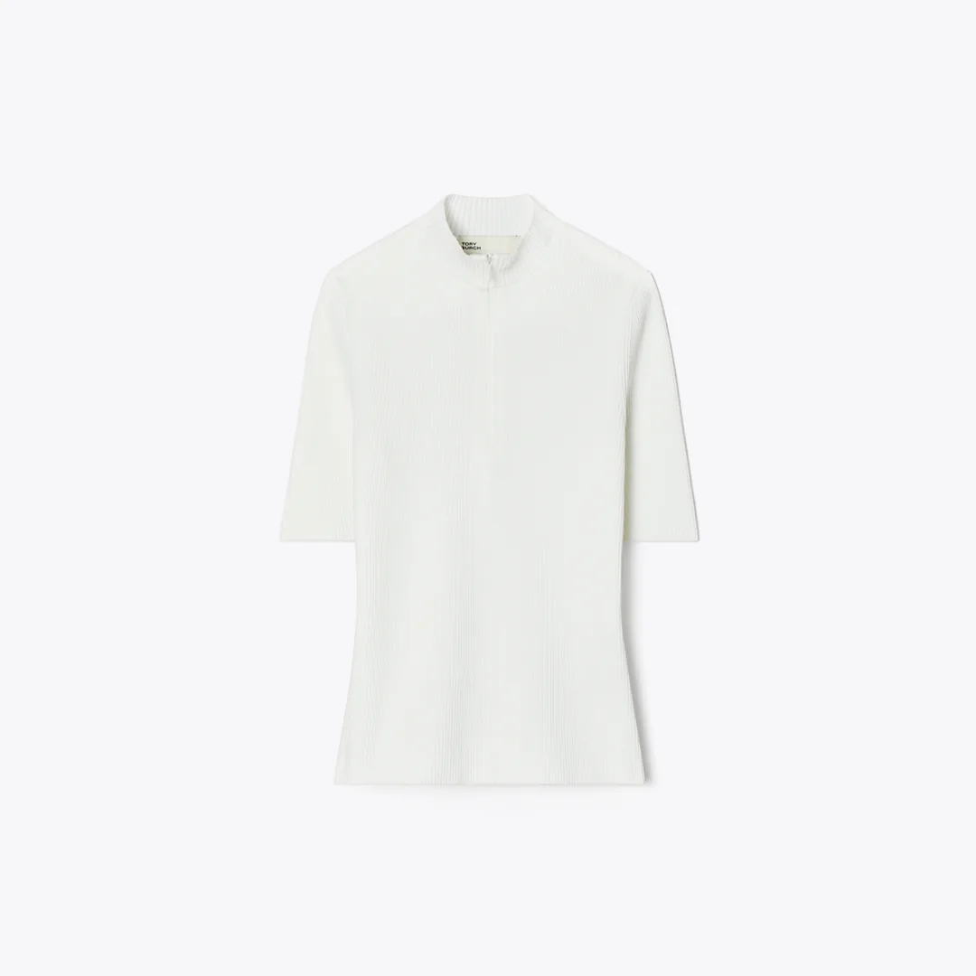 Half-Zip Crewneck Sweater by Tory Burch