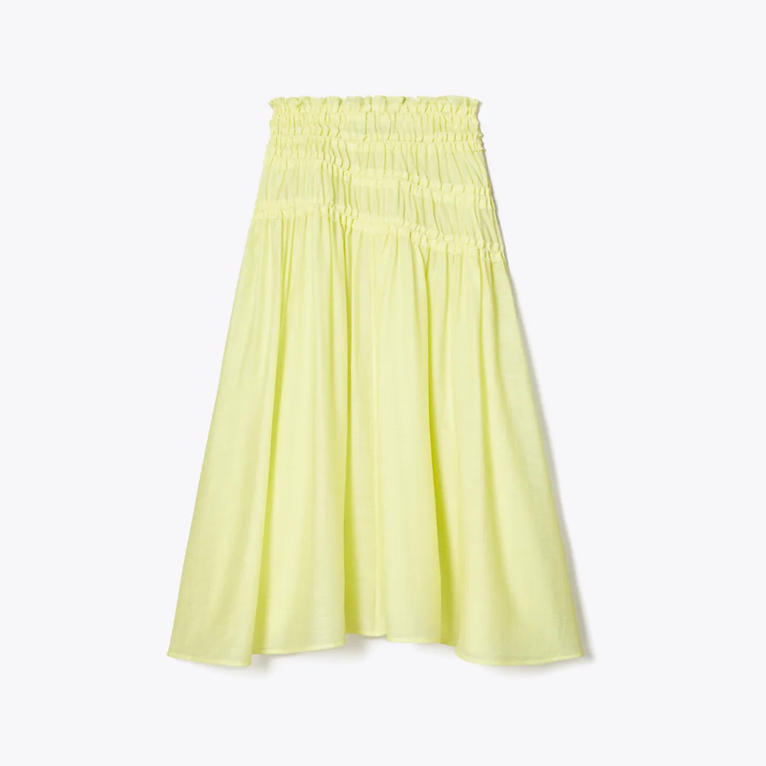 Smocked Viscose Skirt by Tory Burch