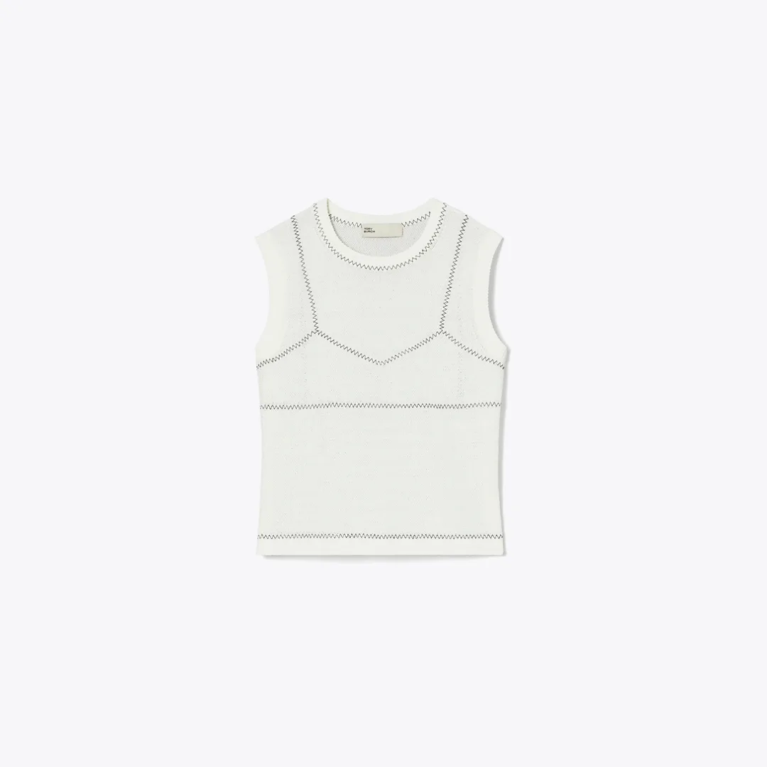 Cotton and Nylon Mesh Top by Tory Burch
