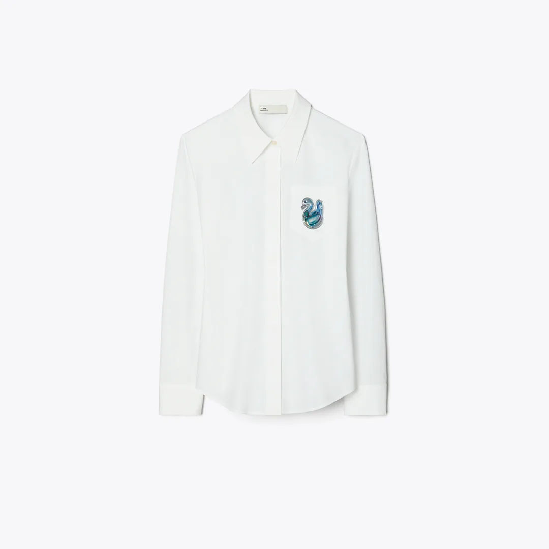 Cotton Poplin Duck Button Down by Tory Burch