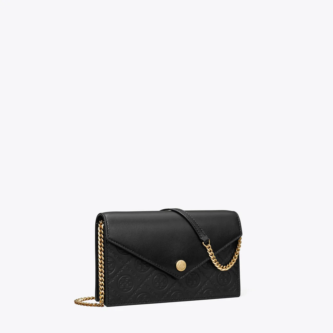 T Monogram Leather Envelope Chain Wallet by Tory Burch