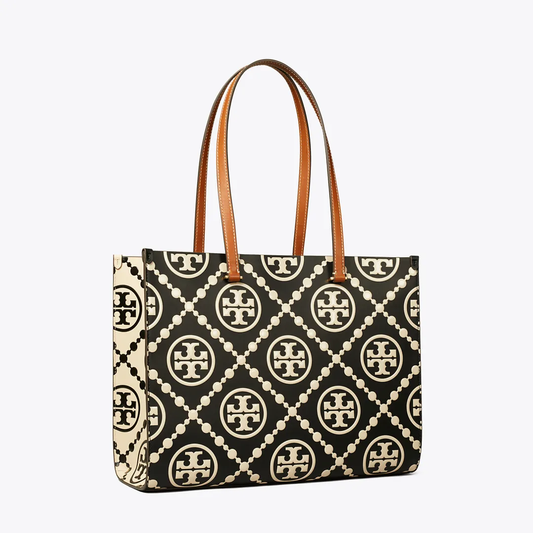 T Monogram Contrast Embossed Tote by Tory Burch