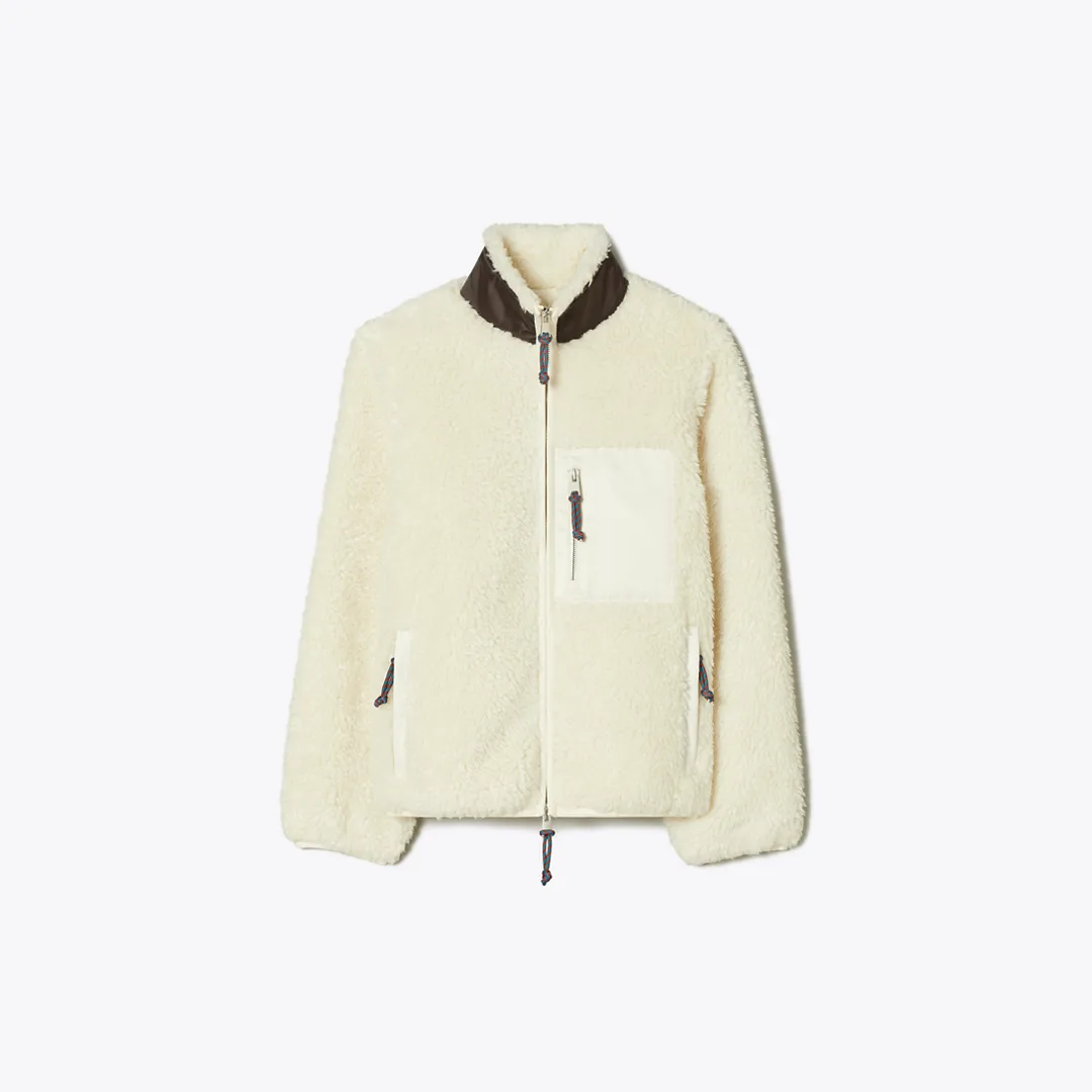 Colorblock Fleece Jacket by Tory Burch