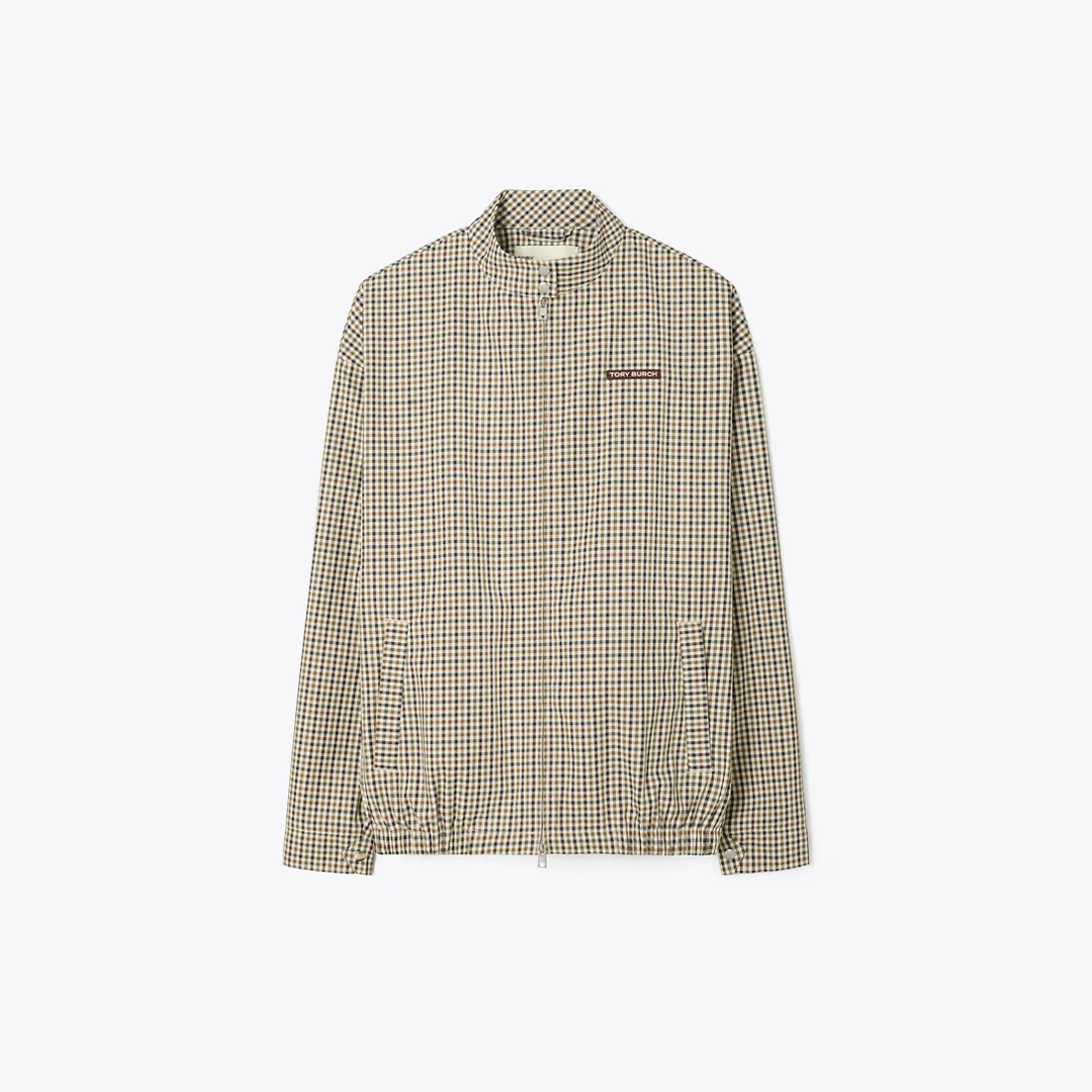 Nylon Plaid Golf Jacket by Tory Burch
