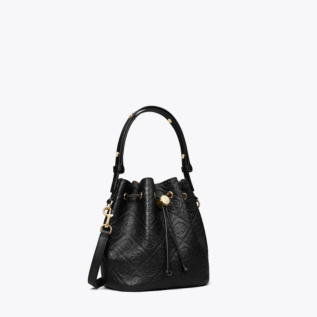 T Monogram Pebbled Bucket Bag by Tory Burch