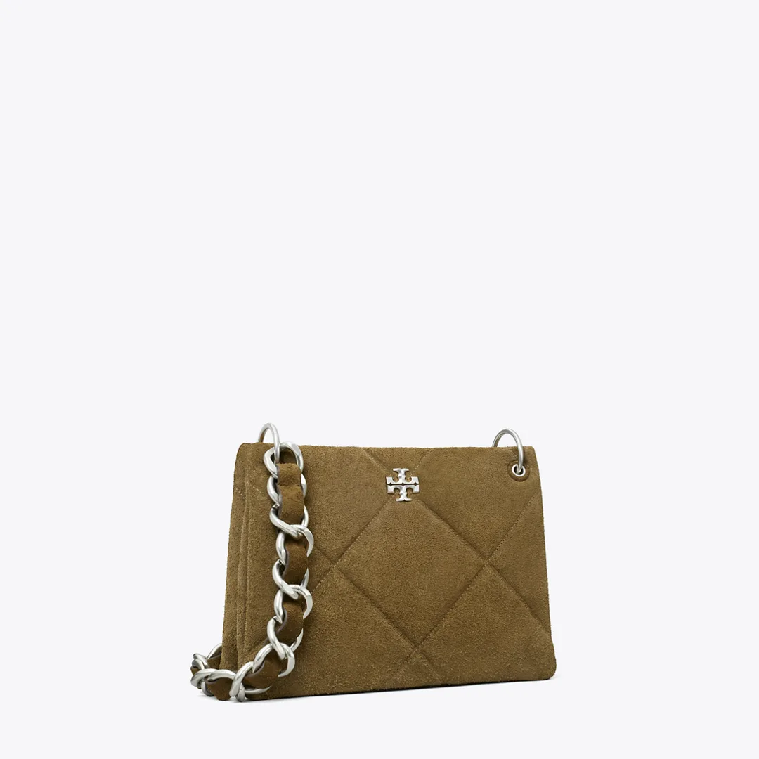 Small Kira Diamond Quilt Suede Shoulder Bag by Tory Burch