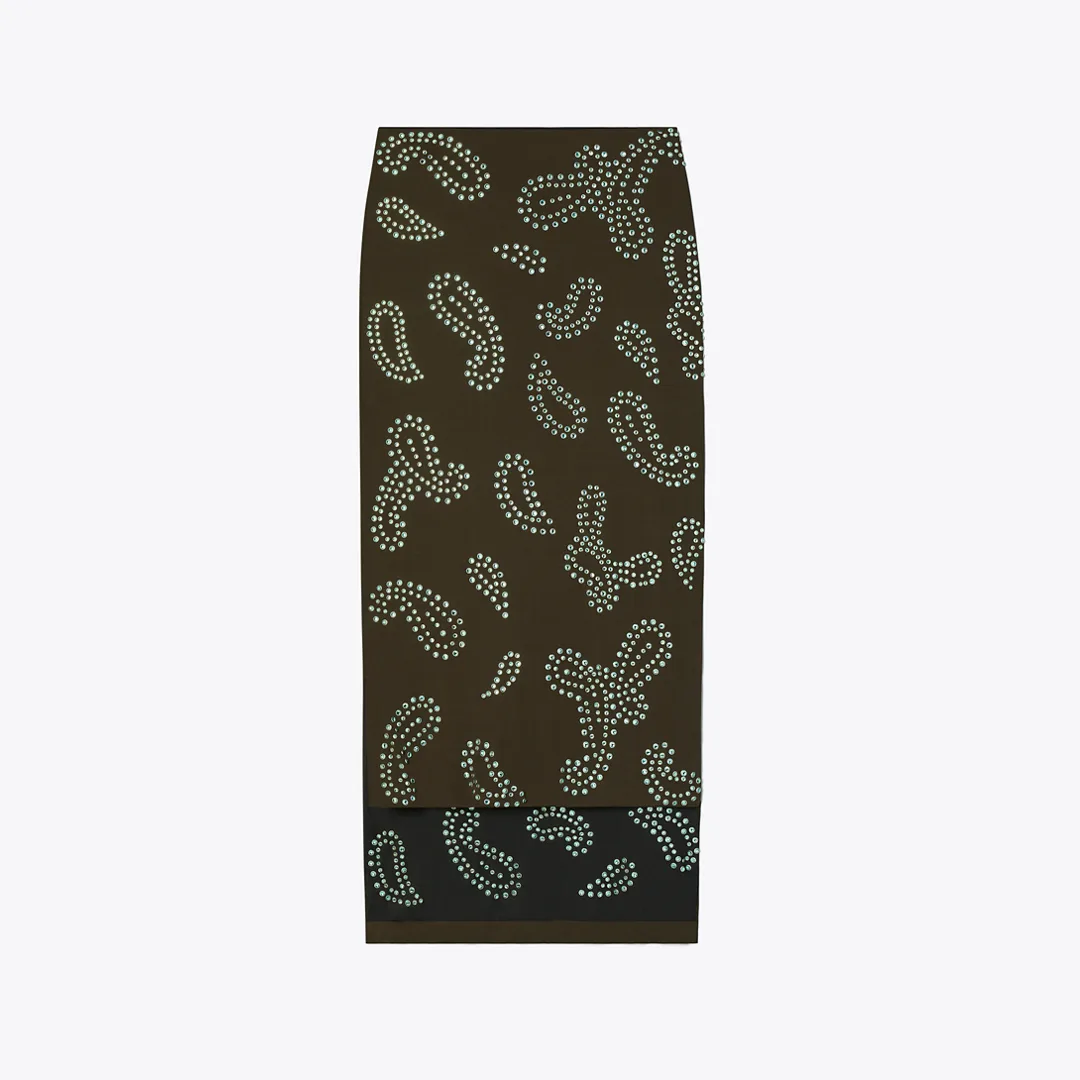 Embellished Viscose Skirt by Tory Burch