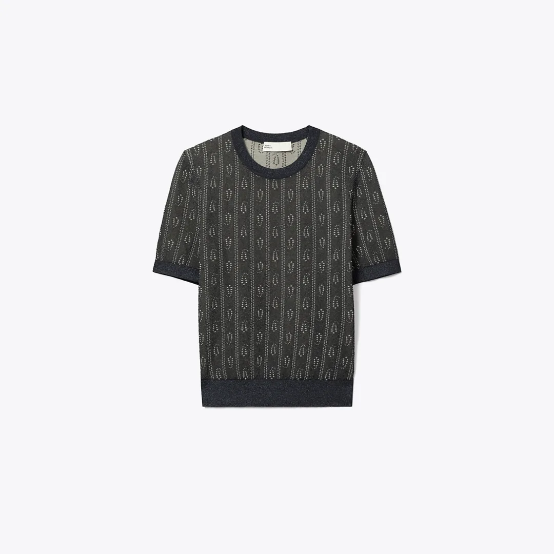 Jacquard Crewneck Top by Tory Burch