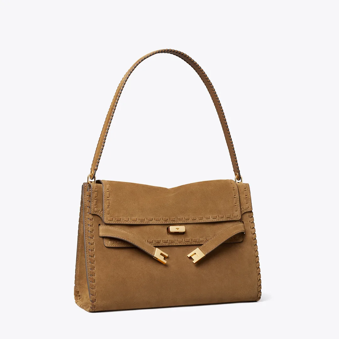 Large Lee Radziwill Suede Shoulder Bag by Tory Burch