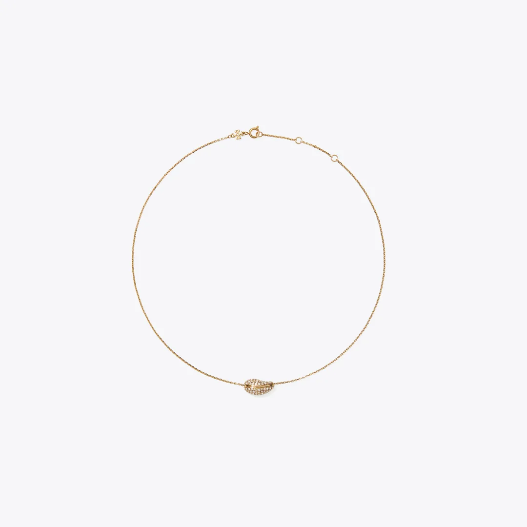 Pierced Pav Pendant Necklace by Tory Burch