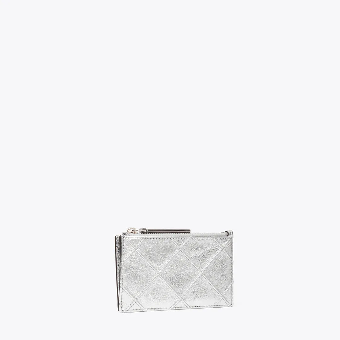 Fleming Metallic Zip Card Case by Tory Burch