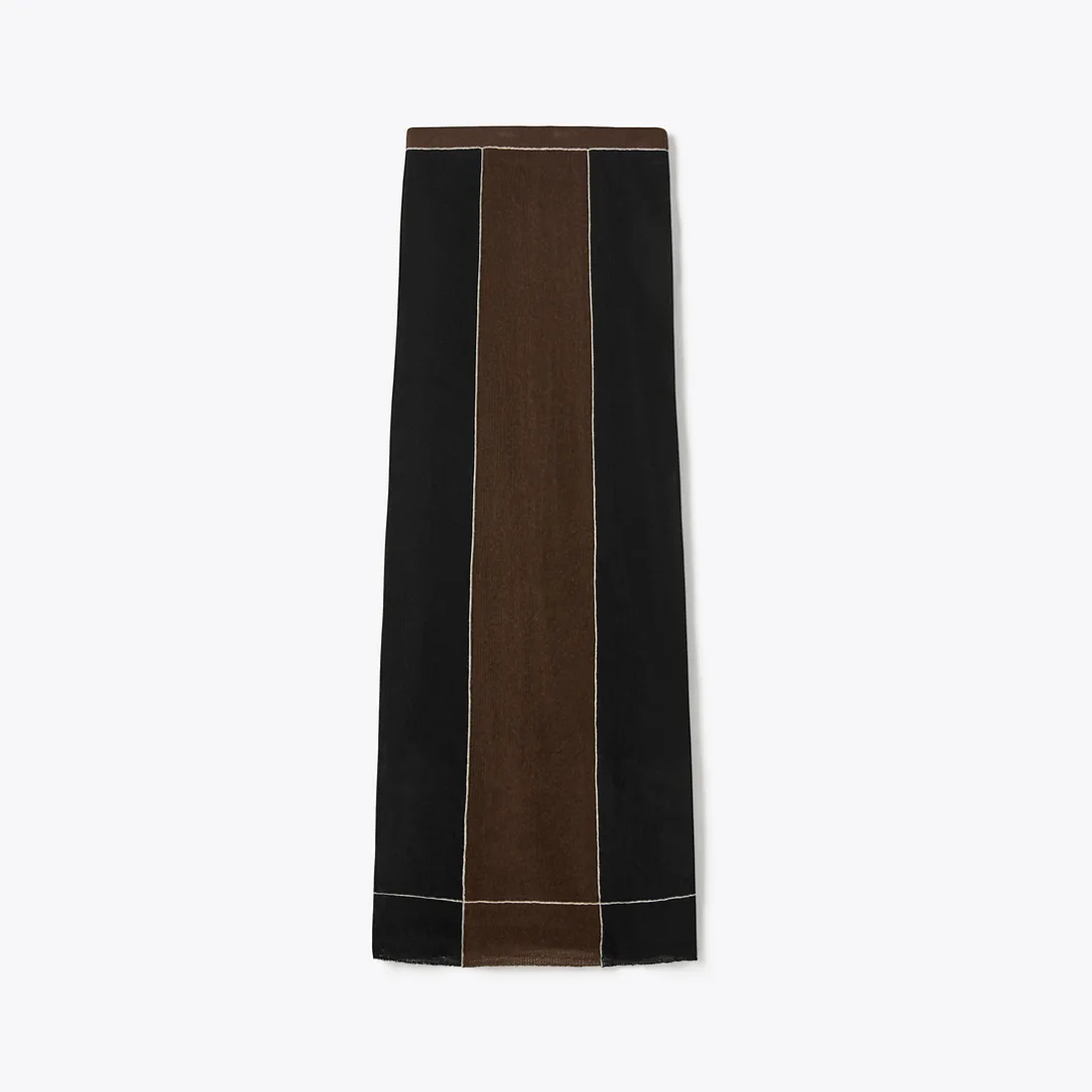 Colorblock Wool Skirt by Tory Burch
