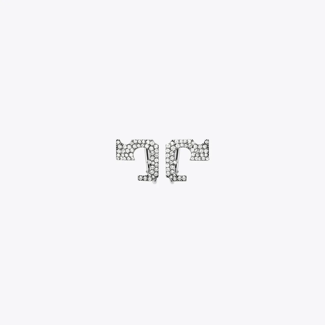 Runway Pav Serif T Clip-On Earrings by Tory Burch