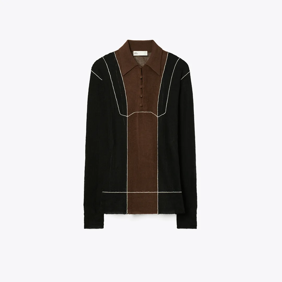 Colorblock Wool Sweater by Tory Burch