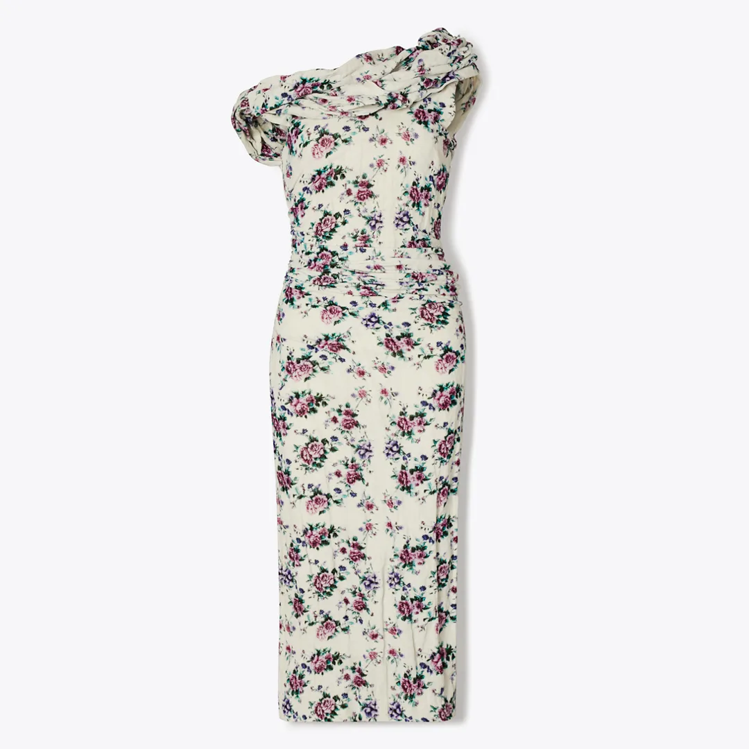 Twisted Cotton Velvet Dress by Tory Burch