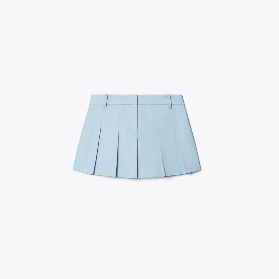 Micro Twill Pleated Short by Tory Burch