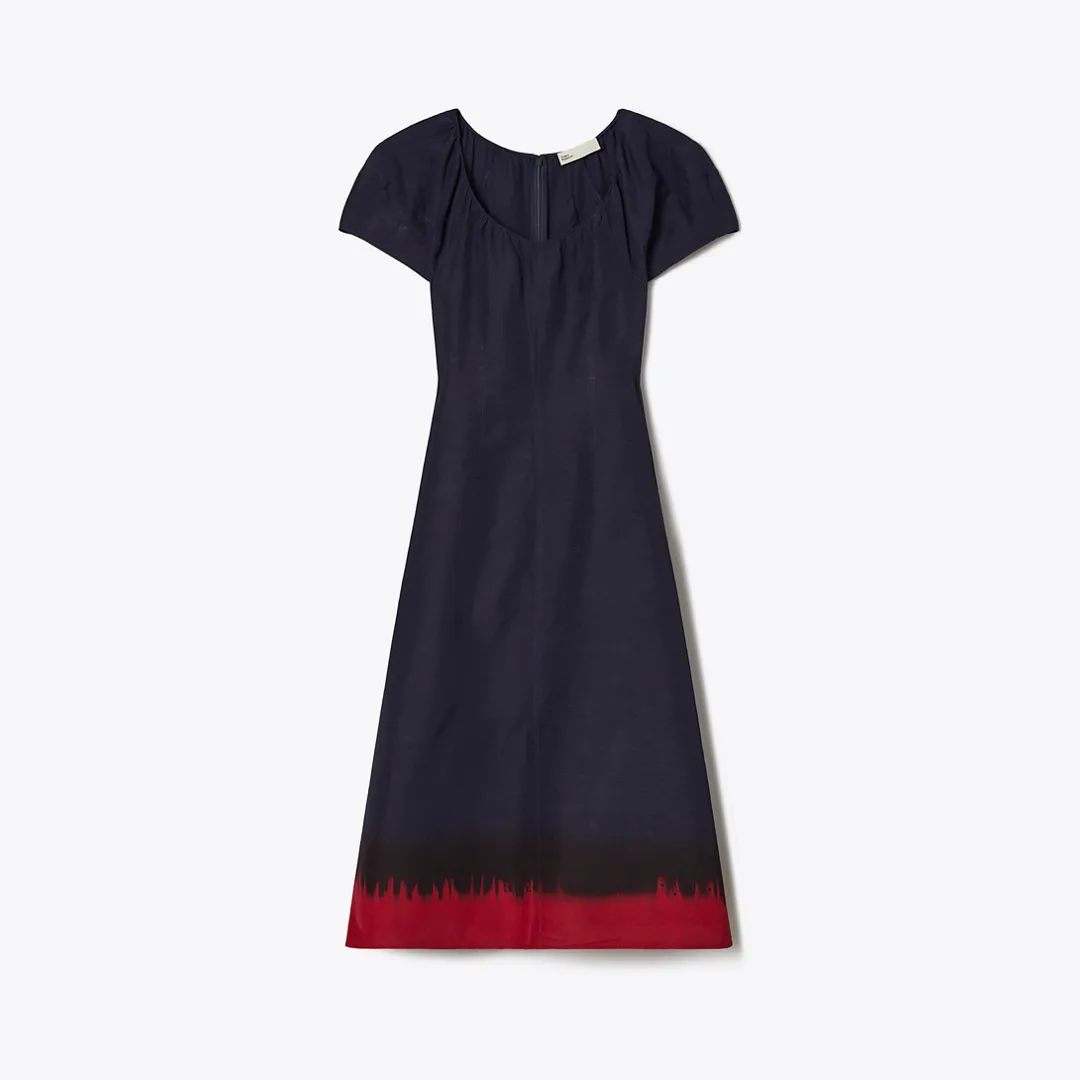 Balloon Sleeve Viscose Dress