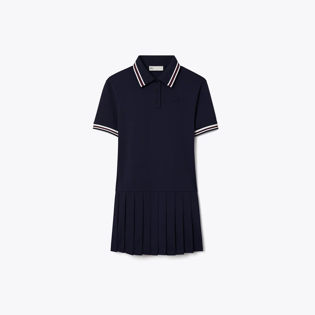 Striped Rib Knit Polo Dress by Tory Burch