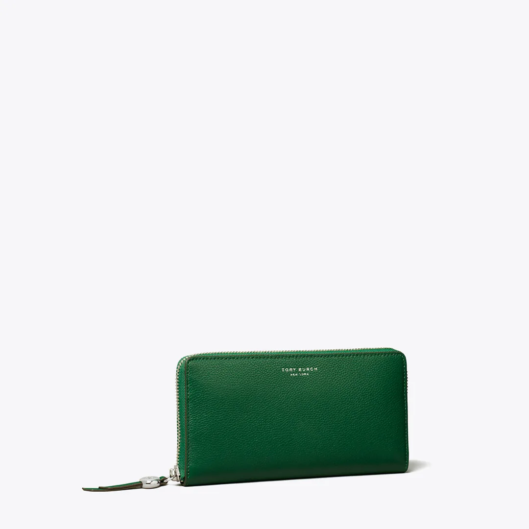 Leather Zip Continental Wallet by Tory Burch