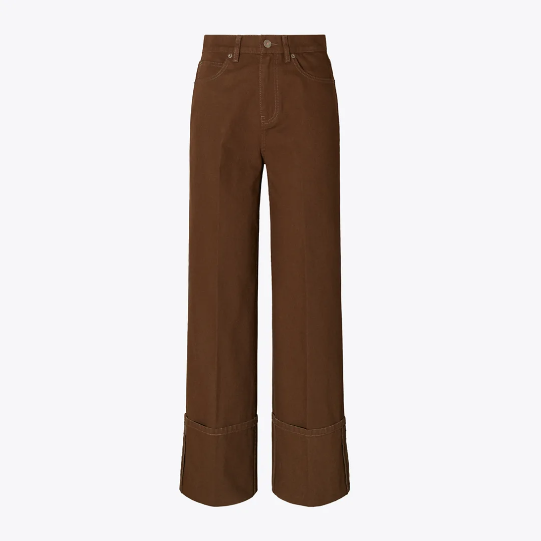 Cuffed Straight Leg Jean by Tory Burch