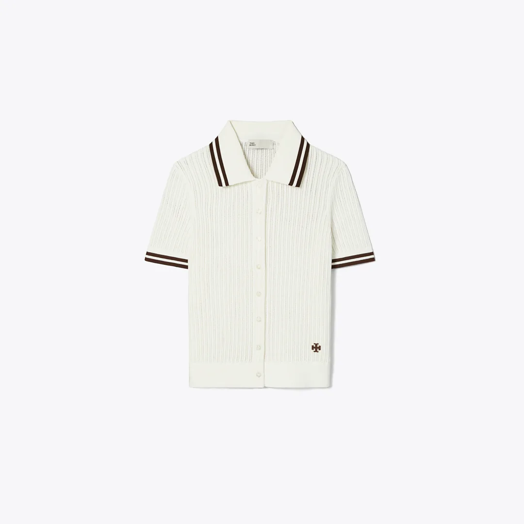 Pointelle Cotton Cardigan by Tory Burch