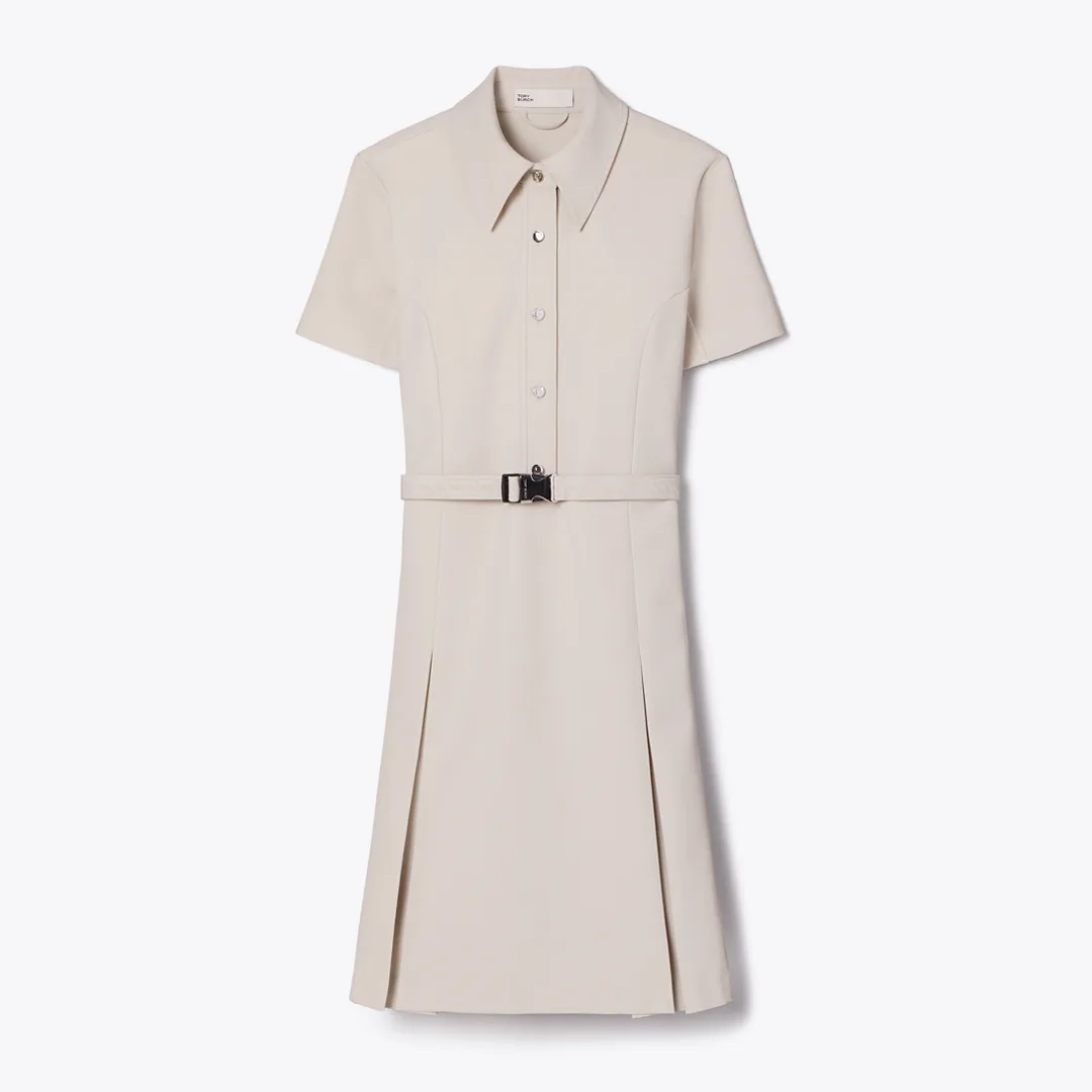 Short-Sleeve Pleated Golf Dress by Tory Burch