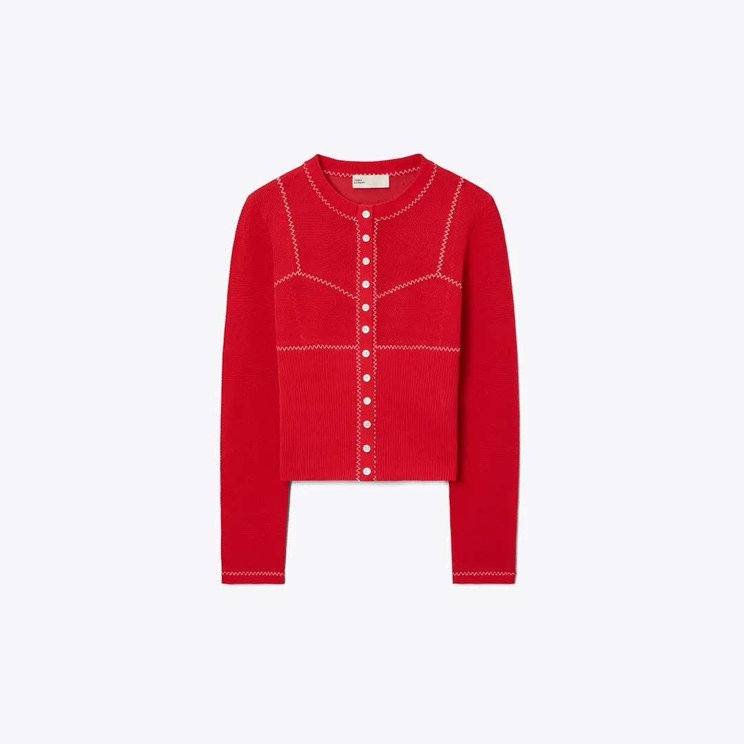 Cotton and Nylon Mesh Cardigan by Tory Burch