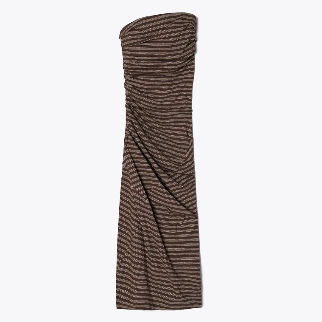 Striped Strapless Cotton Dress by Tory Burch