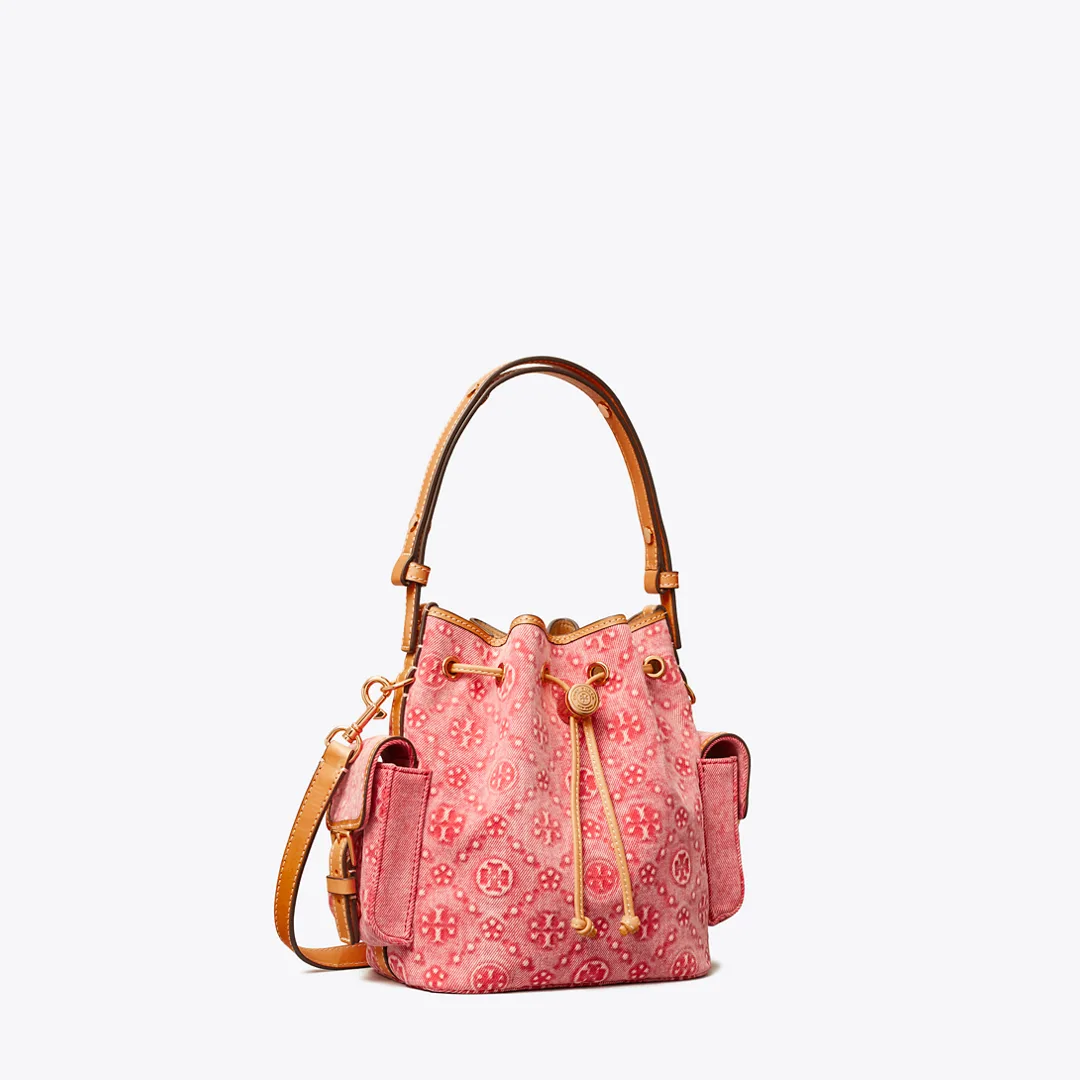 T Monogram Denim Bucket Bag by Tory Burch