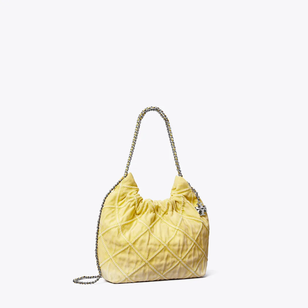 Mini Fleming Soft Denim Hobo Bag by Tory Burch